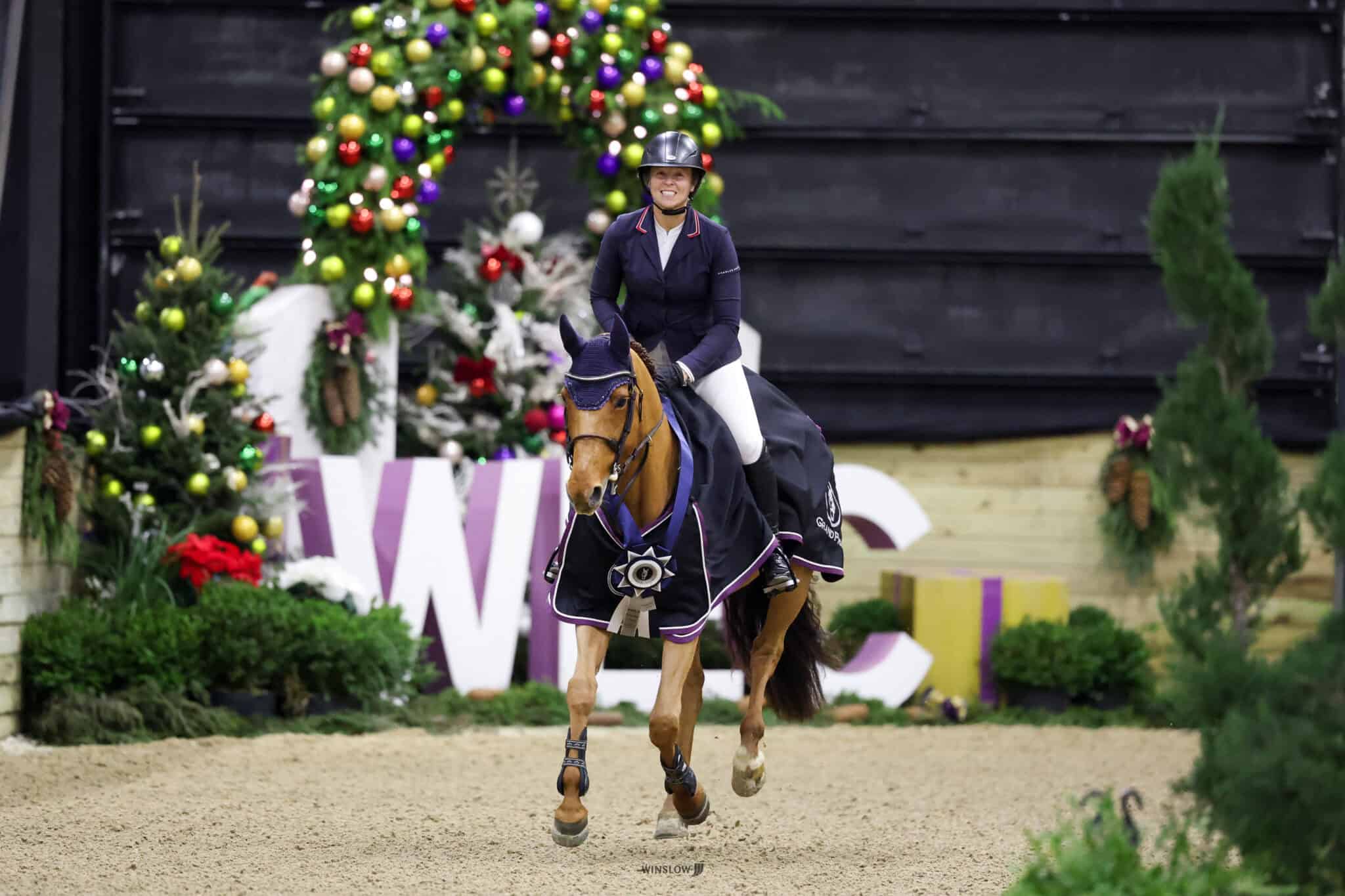 Kama Godek and Lady Stakkata in their victory gallop for the $30,000 1.40m Kentucky Performance Products Grand Prix